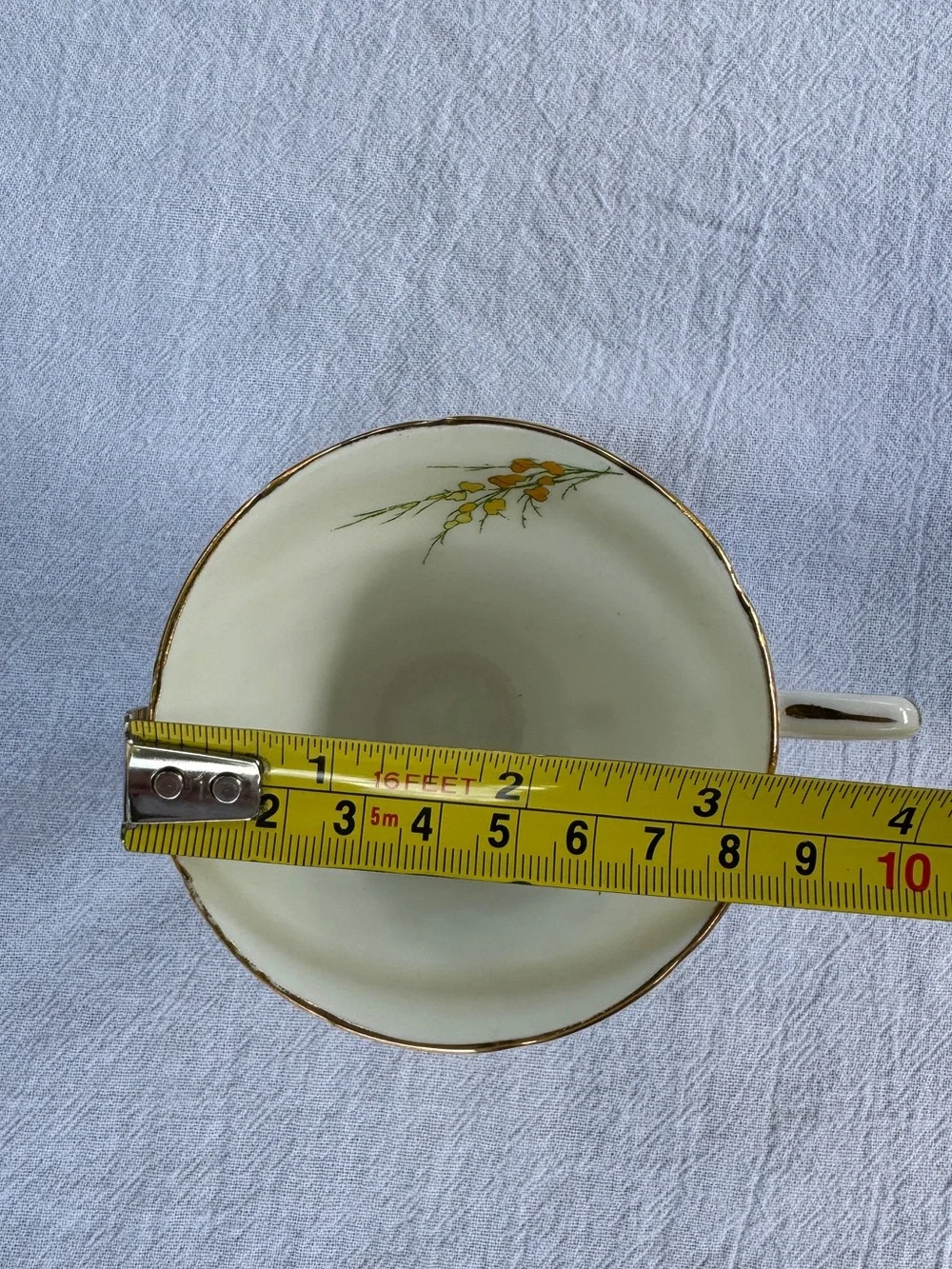 Vintage Royal Stafford Bone China Teacup & Saucer BROOM Pattern Made in England